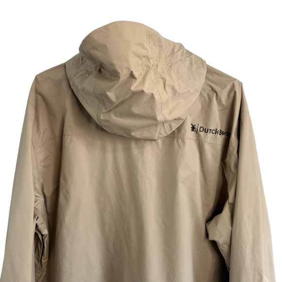 Dutch Bros Coffee Khaki Full Zip Up Rain Jacket MEDIUM + XXL Excellent Unisex - Picture 3 of 15